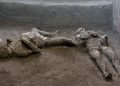 Two Male Bodies of a Master and His Slave Unearthed in Ruins from Pompeii