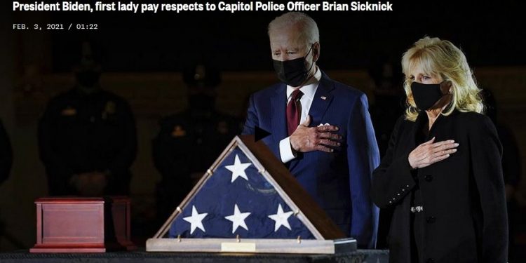 President Biden Visits Capitol to Pay his Last Respects as Officer Brian Sicknick is Laid to Rest